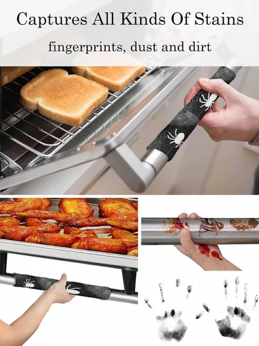 Vista 5 de Juego de 2 fundas para manijas de puerta de refrigerador de Halloween para lavavajillas, microondas, horno, nevera, estufa, electrodomésticos