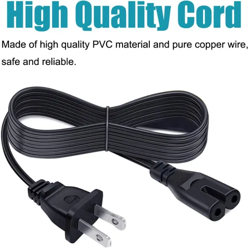 Vista 2 de Cable de alimentación de repuesto de 2 clavijas para sillas elevadoras reclinables eléctricas, cable de alimentación de 8 pies, IEC C7, cable