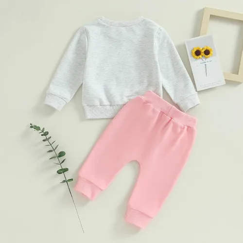 Vista 4 de Conjunto de sudadera con letras de leopardo para recién nacido, ropa de otoño e invierno