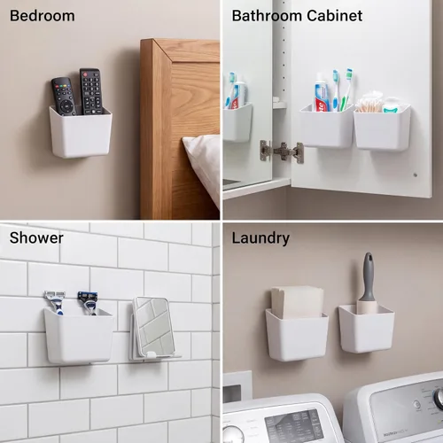 Vista 5 de AIRSTIK Soporte para teléfono con soporte de cristal para cuna y taza, reutilizable, impermeable, organizador de almacenamiento para baño, cocina