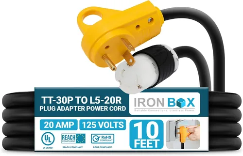 Vista 36 de IronBox Electric TT-30P a TT-30R - Adaptador y extensión - 30A, 125V, 10/3 SOOW - Cable adaptador de conector de enchufe resistente, cable
