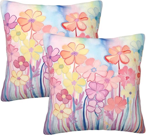 Vista 17 de Pack of 2 Short Plush Throw Pillow Covers 16 X 16 Inch, Retro Yellow Purple Stripes Couch Throw Pillow Covers Cozy Pillowcases, Couch Pillow Covers