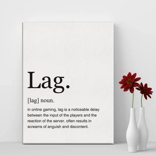 Vista 4 de LEXSIVO Lag Definition - Lienzo impreso para pared, decoración de oficina en casa, pintura moderna de juegos, 12 x 15 pulgadas, póster enmarcado