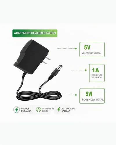 Vista 2 de Adaptador de corriente de repuesto 5V 1A Cable DC 0.2x0.1 in para Router