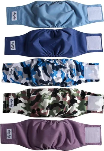 Vista 11 de JoyDaog - Pañales reutilizables para cachorros varones, paquete de 5, lavables, bandas reutilizables para el vientre, para perros