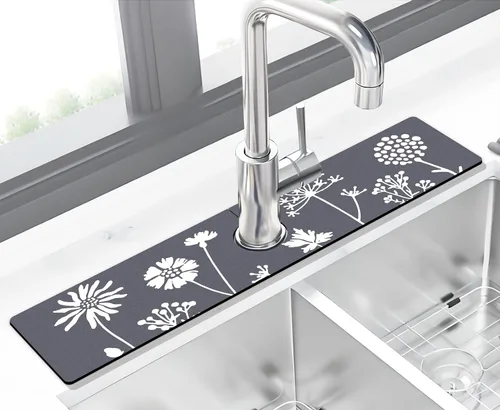 Vista 5 de Tapete protector contra salpicaduras para fregadero de cocina, 1 alfombrilla súper absorbente de secado rápido, dispositivo para fregadero