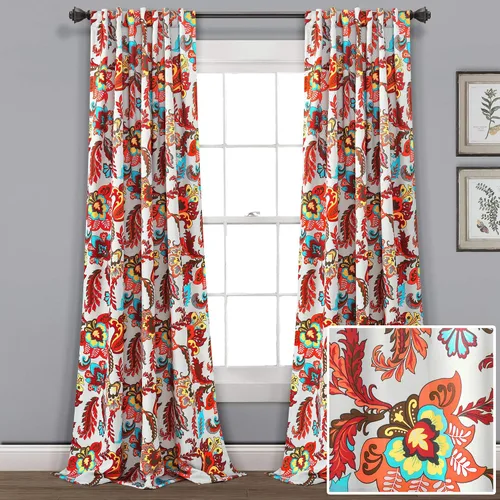 Vista 9 de Lush Decor Zara Jacobean - Paneles de cortina para oscurecer la habitación, 2 piezas, gris (95 x 52 pulgadas)