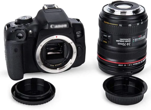 Vista 3 de Juego de tapa de lente trasera y tapa de cuerpo para Canon T7 T6 T5 T3 XS T7i T6s T6i T5i T4i T3i SL2 SL1 7D Mark II 6D Mark II 5D Mark IV 5DS R 1Dx