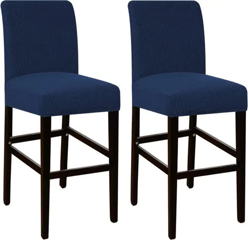 Vista 17 de Flamingo P Fundas de taburete para sillas de comedor, fundas de asiento de tela jacquard elástica con parte inferior elástica extraíble, juego de 2