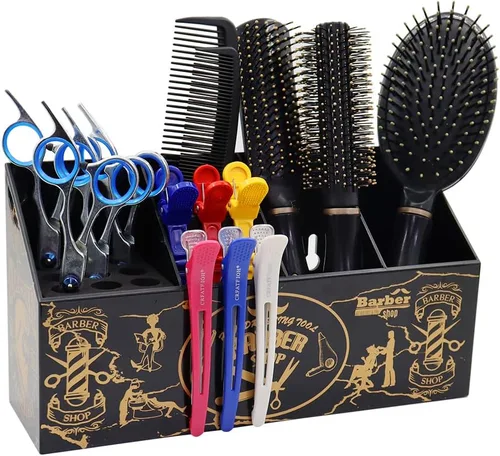 Vista 7 de Caja de soporte para tijeras de peluquería, suministros de peluquería, accesorios para estación de herramientas, organizador de escritorio, clips