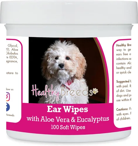 Vista 54 de Healthy Breeds Affenpinscher Toallitas de limpieza de oídos con aloe y eucalipto para perros, 100