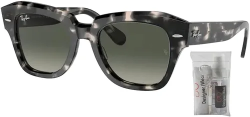 Vista 2 de Ray-Ban State Street RB2186 - Lentes de sol cuadrados para hombre y mujer + paquete con kit de gafas de diseñador iWear