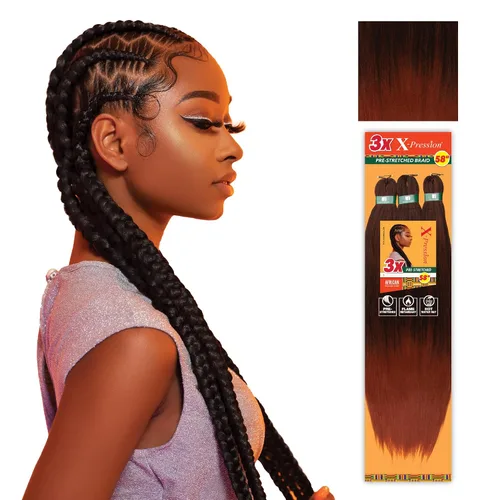 Vista 51 de Sensationnel X-Pression - Trenzas sintéticas prestiradas, 3 unidades, 58 pulgadas, negro azabache 1 Cabello trenzado, Kanekalon, ignífugo