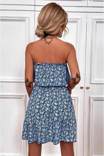 Vista 6 de Vestido vintage de línea A con estampado floral y hombros descubiertos para mujer