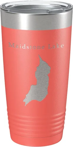 Vista 14 de Maidstone Lake Map Tumbler Travel Mug Insulated Laser Engraved Coffee Cup Vermont 20 oz Black