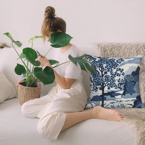 Vista 8 de POMOTER Daintree Funda de Cojín Azul y Blanco Índigo Chinoiserie Funda de Almohada Fundas de Almohada Decorativas Fundas de Cojín Modernas