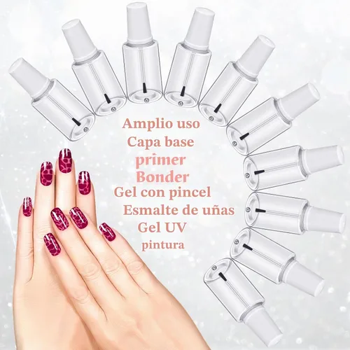 Vista 6 de Irenare 20 botellas vacías recargables de esmalte de uñas de 0.7 onzas líquidas, envase de plástico para esmalte de uñas, botella vacía con mezcla