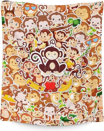 Vista 19 de Manta de mono para niñas pequeñas, tamaño de regazo de 30 x 40 pulgadas, manta de felpa suave y peluda para regalo, manta negra linda para cama, sofá