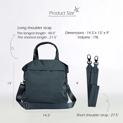 Vista 7 de ODODOS Bolsas Hobo Multi 2.0 de 19L con 2 correas para mujer, bolsos de mano, bolsos cruzados
