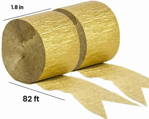 Vista 3 de Serpentinas de papel crepé dorado para fiestas, 6 rollos, 1.77 pulgadas x Oro/6 rollos