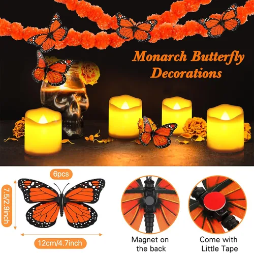 Vista 4 de 20 piezas de decoración del Día de los Muertos, color naranja oscuro
