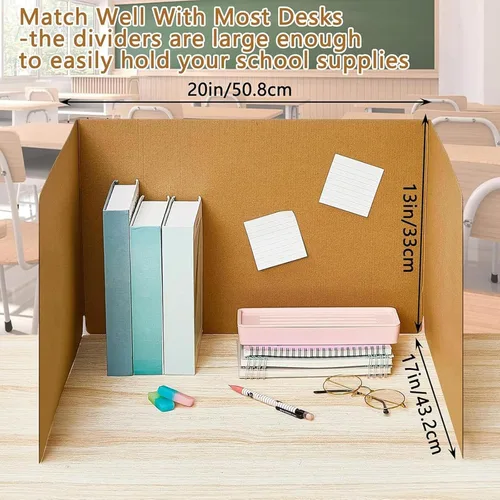 Vista 2 de Gueevin 1 divisor de escritorio para el aula para estudiantes, carpetas de privacidad de prueba para un mejor enfoque, tamaño total de 13 x 20 x 17
