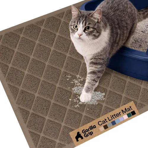 Vista 28 de GORILLA GRIP Tapete para caja de arena para gatos, resistente al agua, respaldo texturizado, fácil de limpiar, menos residuos y suelos limpios, 17 x