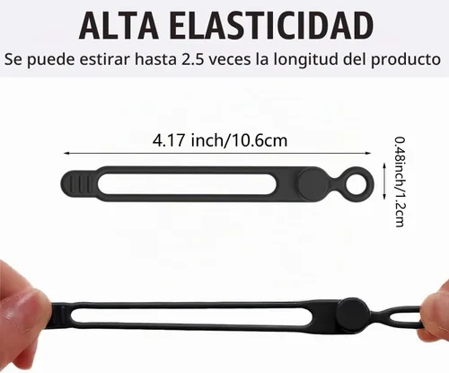 Vista 2 de 12 bridas de silicona para cables, envoltura elástica reutilizable, organizador de cables de datos y correas de gestión de cables, para cables