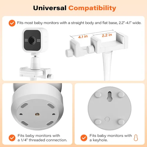 Vista 11 de A2C Soporte universal para monitor de bebé compatible con óptica infantil DXR 8 y DXR-8 Pro y la mayoría de los demás monitores de bebé, cunas