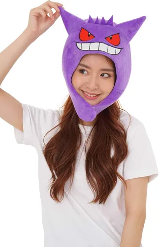 Vista 2 de SAZAC Pokemon Gengar Kigurumi Hat - Disfraz de Halloween, cosplay, gorro con orejeras, Púrpura