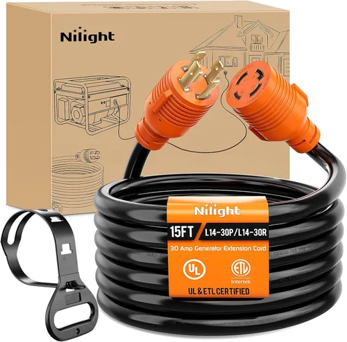 Vista 16 de Nilight Cable de Extensión para Secadora EV de 15 Pies 3 Clavijas 30 Amperios NEMA 10-30P 10-30R Cable de Extensiones Antiguas Servicio Pesado
