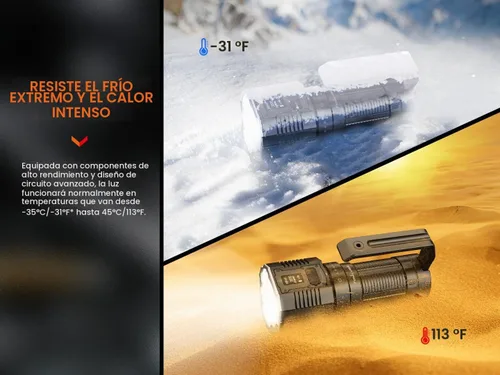 Vista 13 de fenix LR60R, linterna LED recargable de largo alcance ultra brillante 21,000 lúmenes 3,559.7 ft 113 horas máximo carga rápida de 45 W