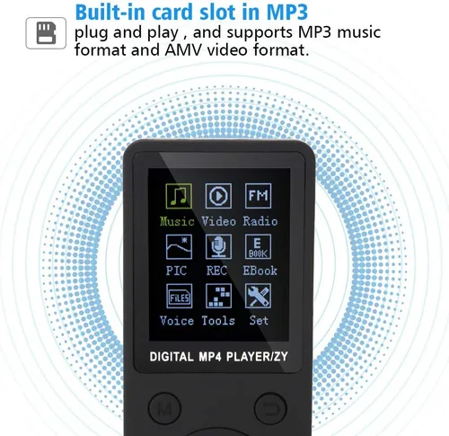 Vista 4 de Lazmin112 Reproductor de música MP4, reproductor de música portátil multifunción de 1.8 pulgadas con auriculares, compatible con tarjeta TF de 32