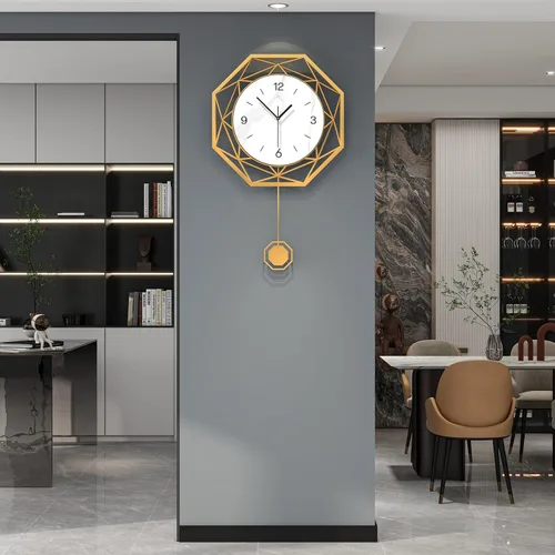 Vista 8 de Reloj de pared grande con péndulo decorativo, funciona con pilas Analog Silent Quartz Black Modern Clock for Living Room,Bedroom,Kitchen,Dining