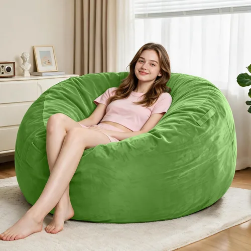 Vista 75 de Sillón puff de 3 pies Sillón estilo puff grande de 3 pulgadas con relleno de espuma viscoelástica, sofá suave con funda de terciopelo holandés