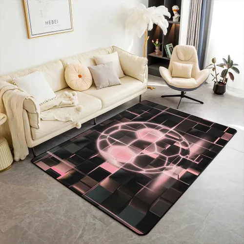 Vista 32 de Erosebridal Tapete de fútbol para interiores de 3 x 5 pulgadas, alfombra de fútbol neón para niños, adolescentes, hombres, brillantes, geométricas