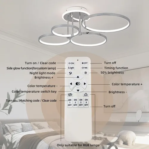 Vista 7 de CANEOE Lámpara de techo LED moderna, lámpara de techo regulable con control remoto, lámpara de techo redonda cromada empotrada para sala de estar