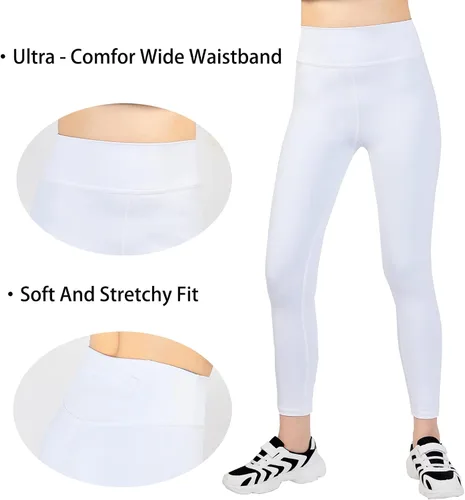 Vista 4 de Kiderence Leggings deportivos para niñas pequeñas, pantalones de yoga con bolsillo