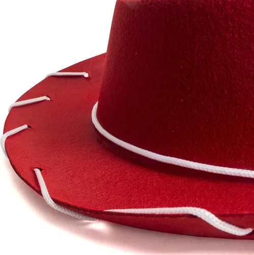Vista 5 de Funny Party Hats Sombrero de vaquero para niños, sombreros de vaquero marrón y rojo, disfraz de vaquero para niños, sombreros del oeste, paquete de 2