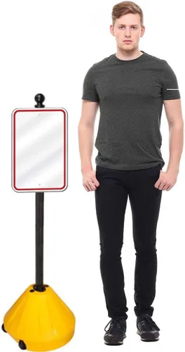 Vista 7 de Tip-and-Roll Portable Sign Pole II, 1-Pack (48" tall, Black Base, Includes Custom Printed Signage)