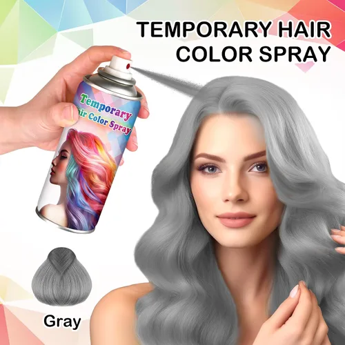 Vista 2 de Spray para el cabello gris Spray de color temporal Tinte para el cabello gris-gris, 4.1 fl oz