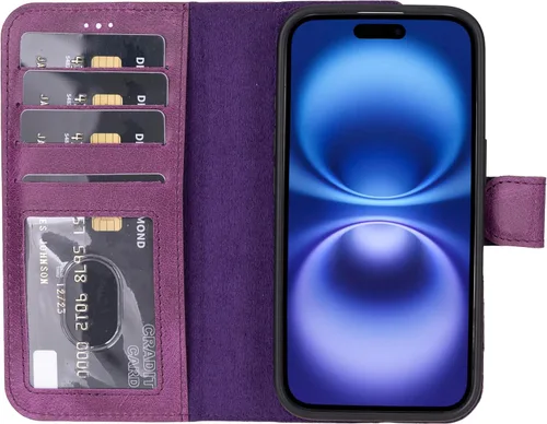 Vista 93 de HARDISTON Funda de piel auténtica hecha a mano compatible con iPhone 11 Pro de 5.8 pulgadas, funda magnética desmontable con tarjeteros - bordes