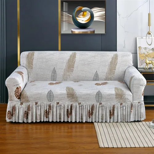 Vista 7 de MIPOPS Funda de sofá estampada elástica para sillón, fundas con patrón con falda lavable, protector de muebles de elastano para sala de estar