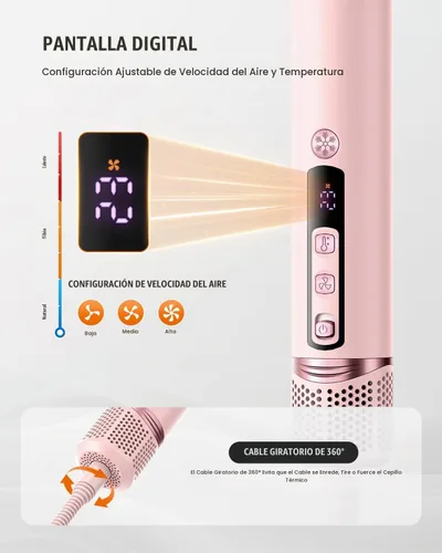 Vista 3 de Tqcir cepillo secador de pelo y estilizador de aire caliente profesional de 8 en 1, poderoso multi-estilizador con rizador de enrollado automático