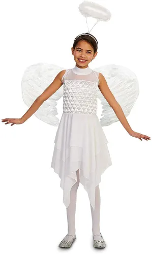Vista 5 de Alas de plumas de ángel y diadema de halo para disfraces de fiesta de cosplay, disfraz elegante para niñas, mujeres y adultos