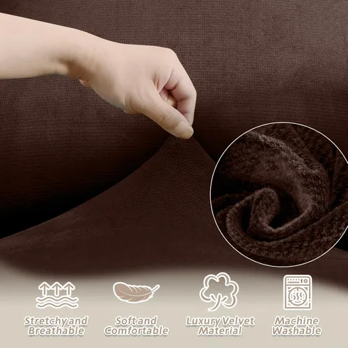 Vista 331 de Arfntevss Fundas de sofá seccional reclinable de terciopelo, Funda de sofá seccional de esquina para sofá reclinable, Funda elástica suave