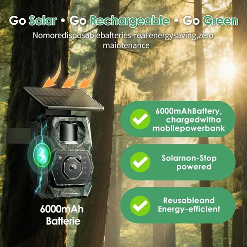 Vista 5 de Cámara de Rastreo Solar WiFi Bluetooth - Cámaras de Caza con Visión Nocturna, Sensor de Movimiento, Impermeable, Cámara de Ciervos Recargable