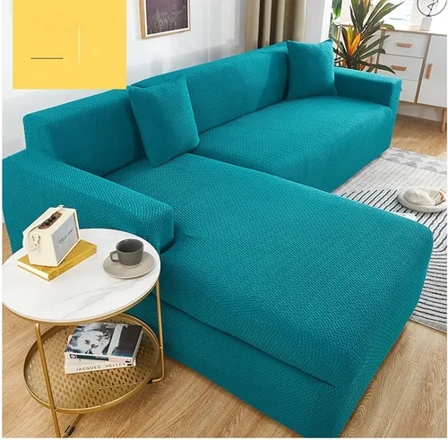 Vista 3 de Daesar Funda de sofá elástica, funda impermeable para sofá de color sólido con patrón de tejido de color sólido y verde (poliéster de 1 plaza)