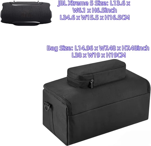 Vista 5 de Estuche de transporte para altavoz Bluetooth JBLs Xtreme 5 y accesorios, bolsa de almacenamiento para micrófono, con correa para el hombro