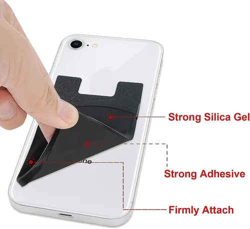 Vista 6 de Senose Soporte para tarjetas de teléfono, billetera para teléfono con doble bolsillo para la parte posterior del teléfono celular de silicona